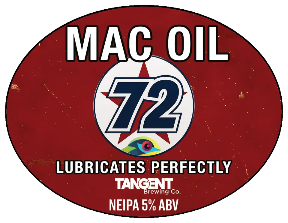 Mac Oil font badge: New England IPA, 5%