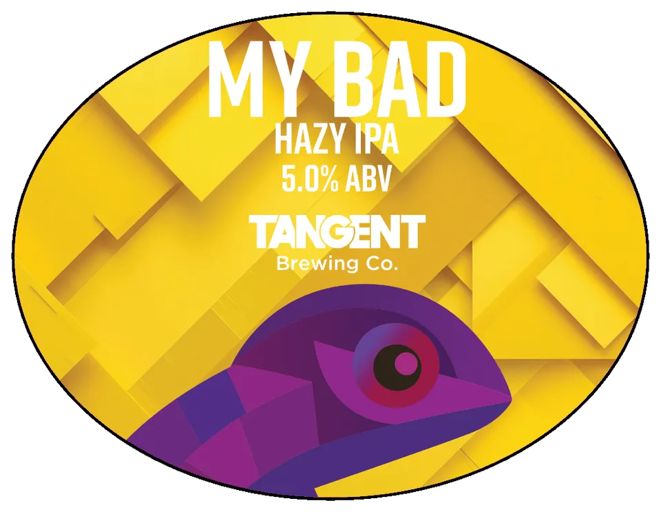 My Bad font badge: Hazy IPA, 5%